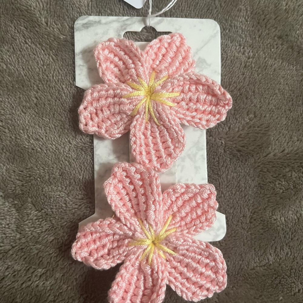Pink Floral Hair Clips